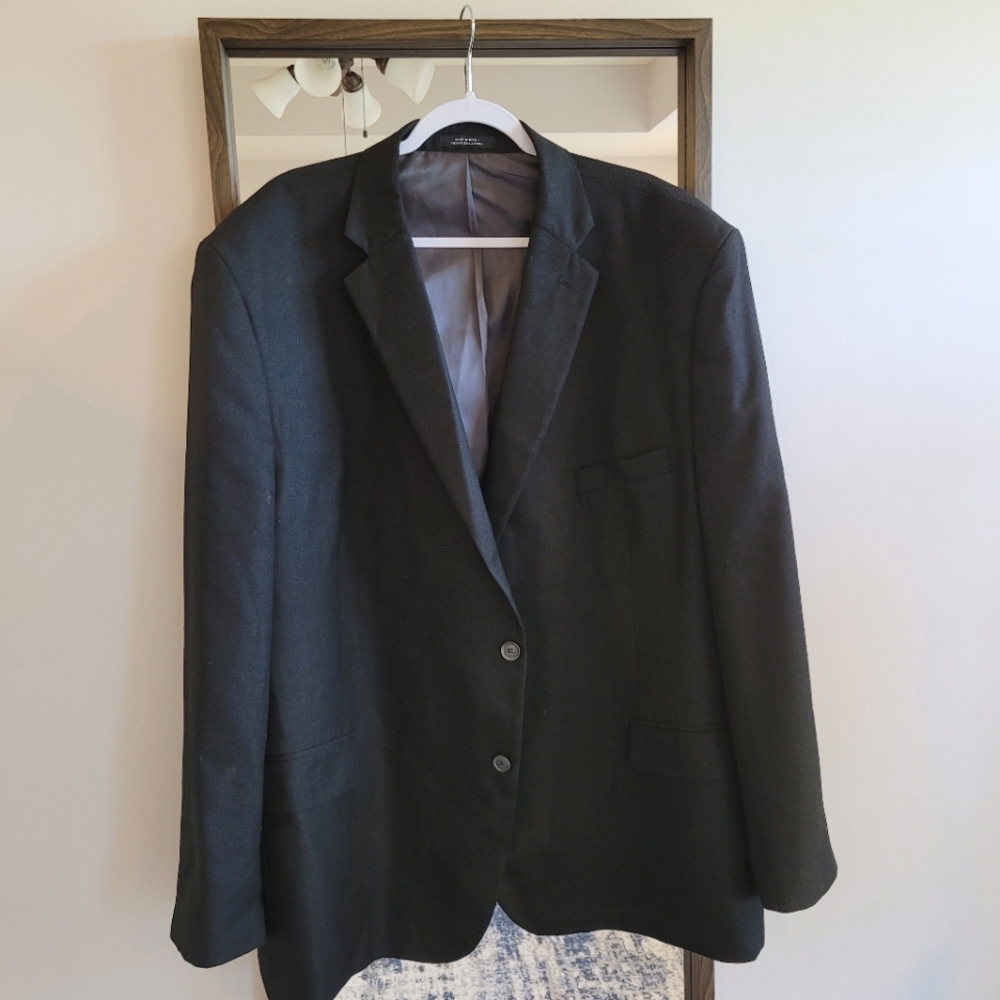 Perry Ellis Textured Black Blazer Suit Jacket 56R Business Office Wedding